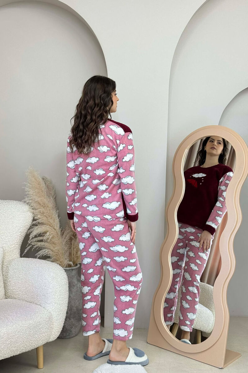 CLOUDS DETAIL POLAR WOMAN PIJAMAS BURGUNDY/VISHNJE - 6