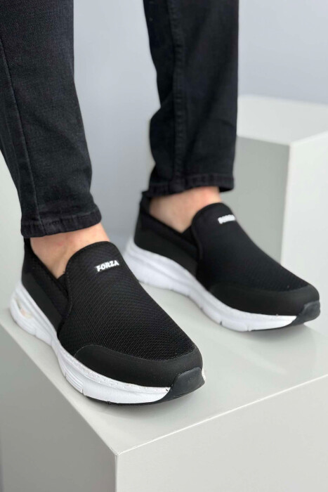 COMFORT SLIP ON SIMPLE MEN SNEAKERS BLACK-WHITE/ZEBA 
