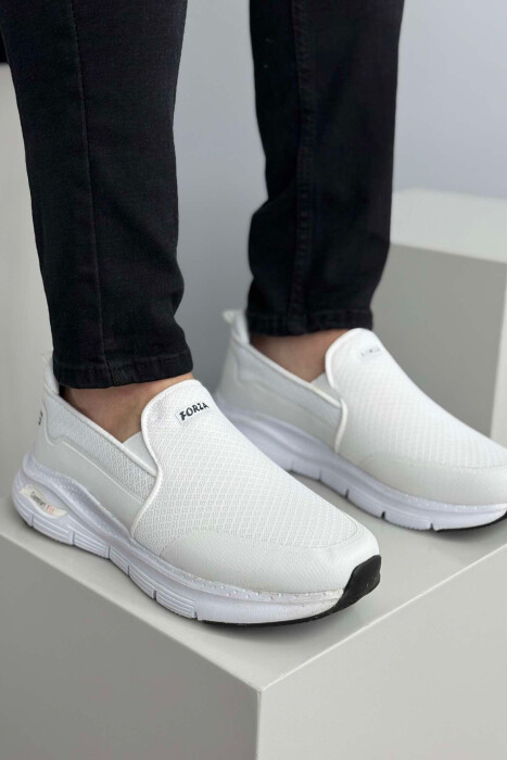 COMFORT SLIP ON SIMPLE MEN SNEAKERS WHITE-E BARDHE - 1