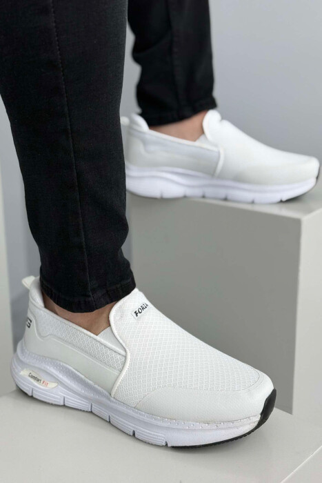 COMFORT SLIP ON SIMPLE MEN SNEAKERS WHITE-E BARDHE - 2