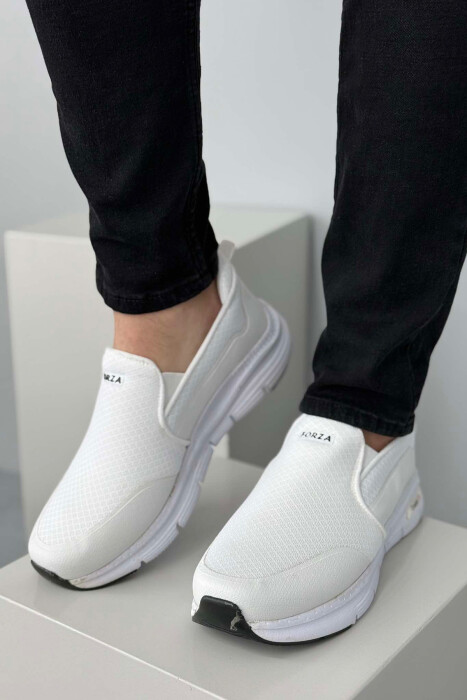 COMFORT SLIP ON SIMPLE MEN SNEAKERS WHITE-E BARDHE - 4