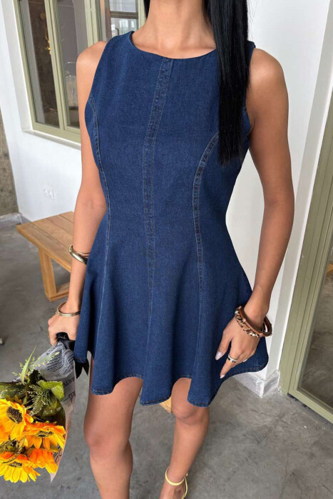 COMFORTABLE DESIGN FORM JEANS MINI WOMEN DRESS BLUE/BLU - 4