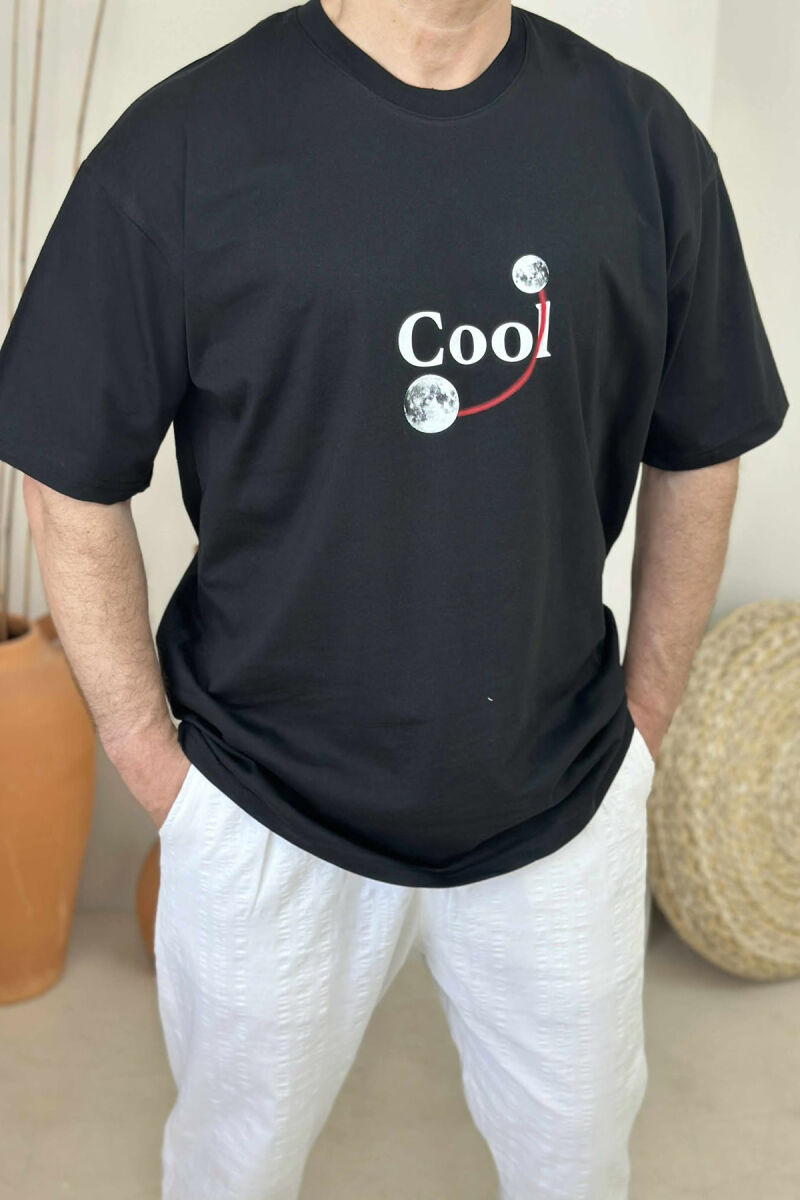 COOL WRITTING MOON FRONT & BACK DESIGN MEN T-SHIRT BLACK/ E ZEZE - 2