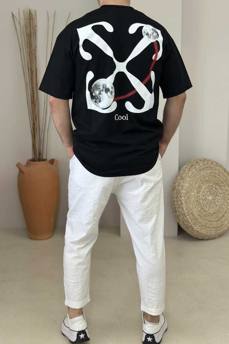 COOL WRITTING MOON FRONT & BACK DESIGN MEN T-SHIRT BLACK/ E ZEZE - 3