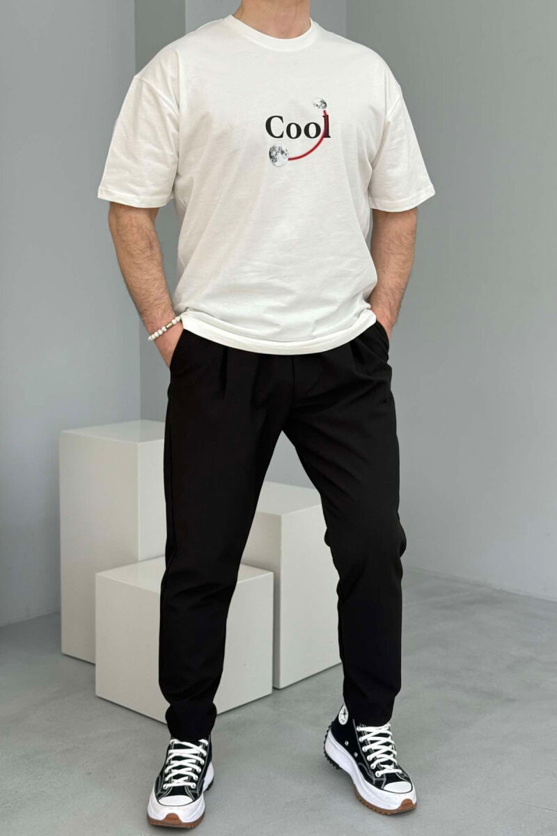 COOL WRITTING MOON FRONT & BACK DESIGN MEN T-SHIRT WHITE-E BARDHE - 2
