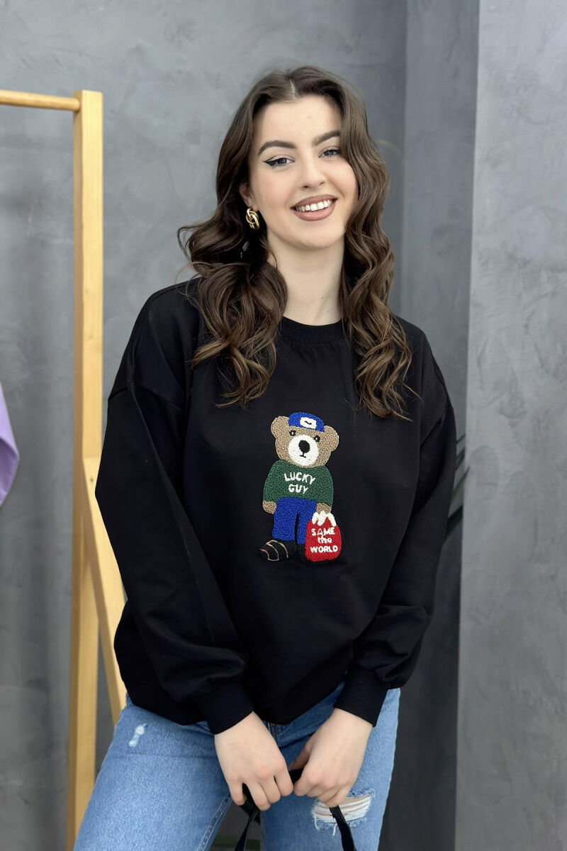 COTTON BEAR SWEATSHIRT BLACK/ E ZEZE - 1