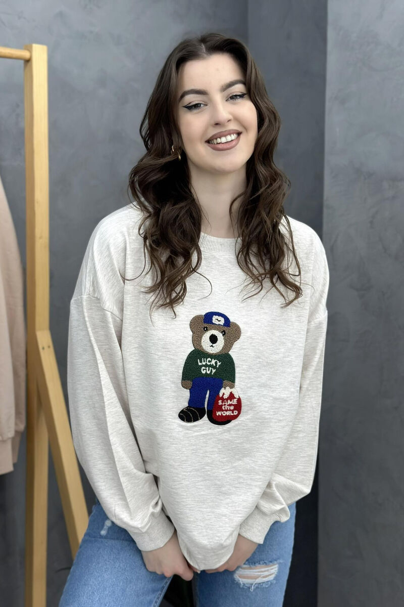 COTTON BEAR SWEATSHIRT CREAM/KREM - 1