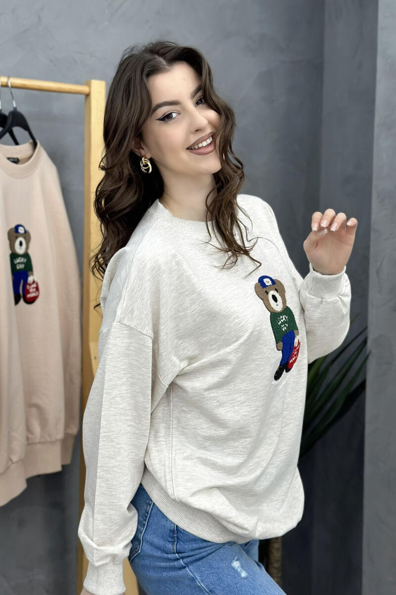 COTTON BEAR SWEATSHIRT CREAM/KREM - 2