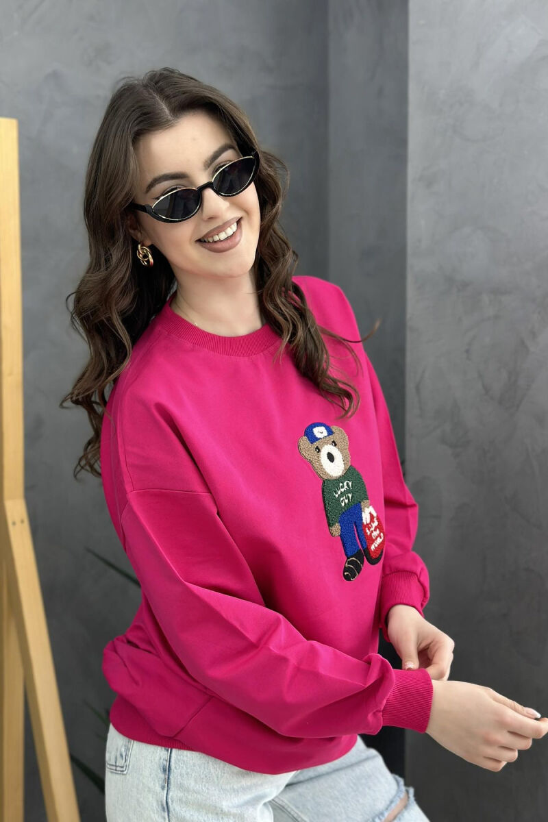 COTTON BEAR SWEATSHIRT FUCHSIA/CIKLAMI - 2