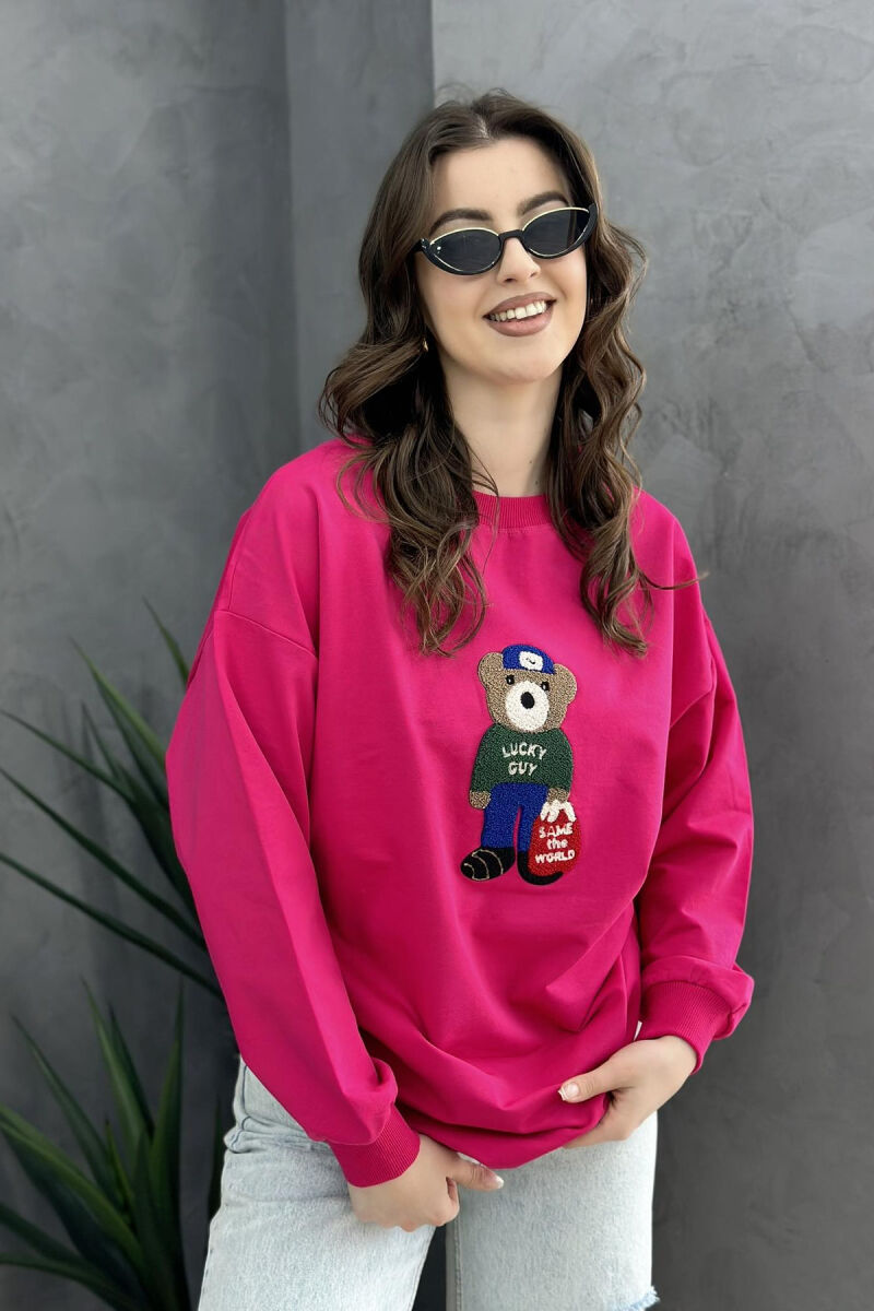 COTTON BEAR SWEATSHIRT FUCHSIA/CIKLAMI - 3