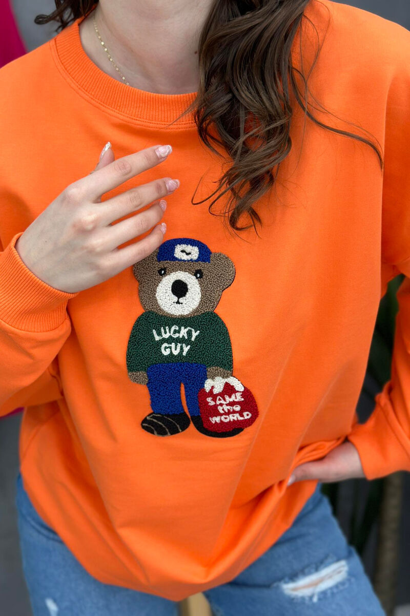 COTTON BEAR SWEATSHIRT ORANGE/PORTOKALLI - 3