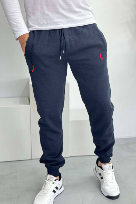 SIMPLE FLUFFY MEN JOGGERS DARK BLUE/BEE - KLAUDIO FASHION