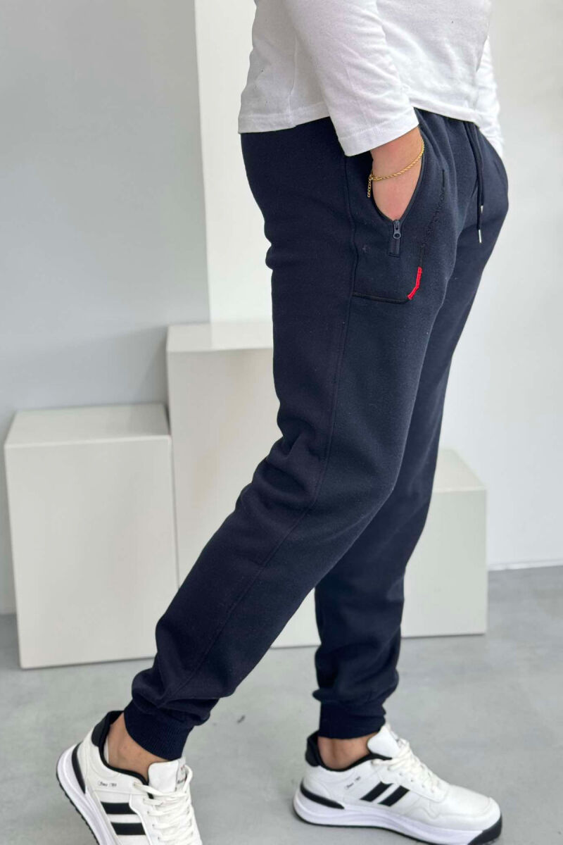 COTTON BLACK SWEATPANTS DARK BLUE/BEE - 2