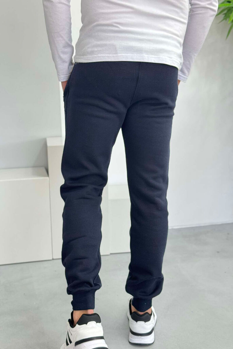 COTTON BLACK SWEATPANTS DARK BLUE/BEE - 3