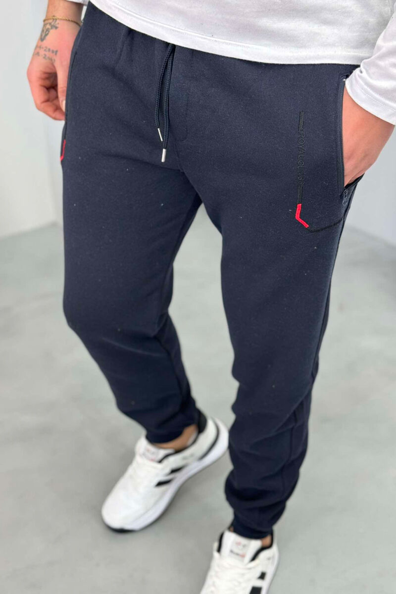 COTTON BLACK SWEATPANTS DARK BLUE/BEE - 4