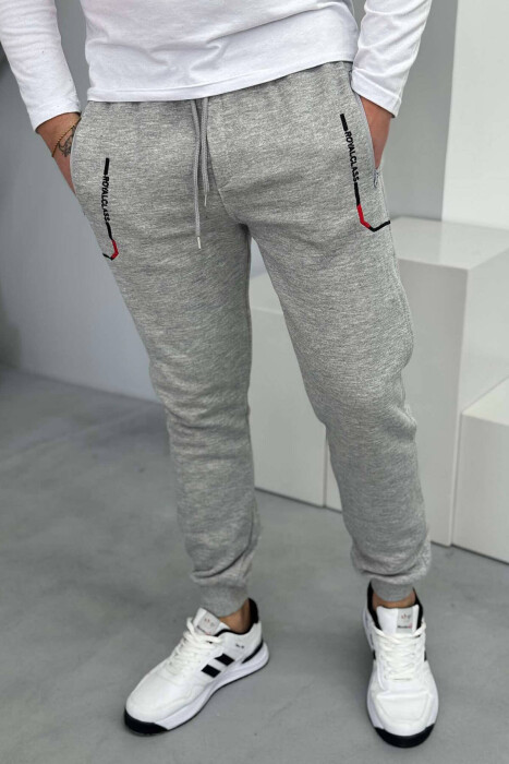 SIMPLE FLUFFY MEN JOGGERS LIGHT GREY/GZ - KLAUDIO FASHION