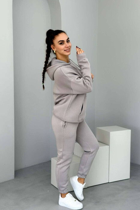 COTTON FLUFFY ONE COLOR WOMAN SET GREY/GRI - 4