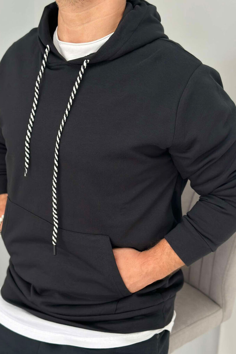 COTTON HOOD SIMPLE MEN HOODIE BLACK/ E ZEZE - 2