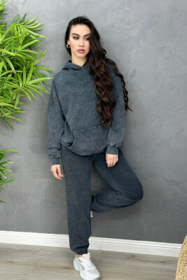 COTTON HOOD WOMAN SET DARK GREY/GEE 