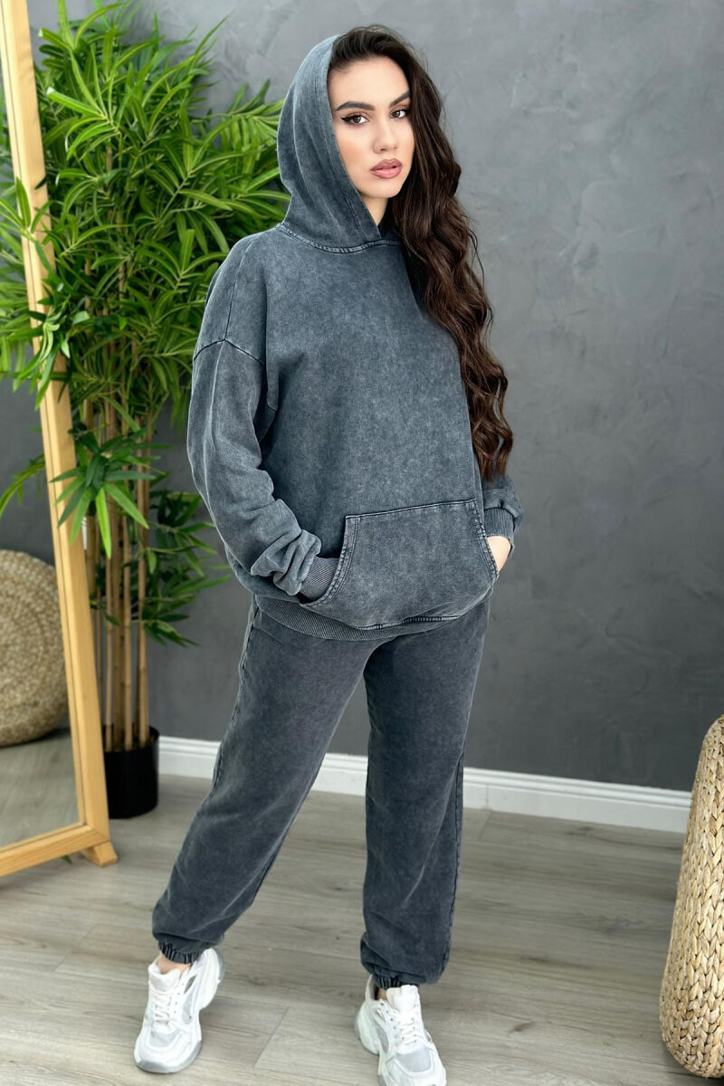 COTTON HOOD WOMAN SET DARK GREY/GEE - 2