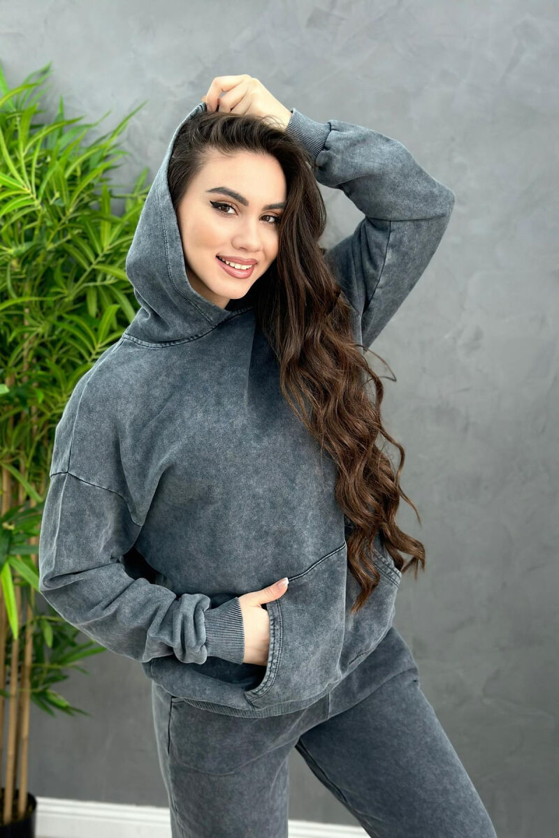 COTTON HOOD WOMAN SET DARK GREY/GEE - 3