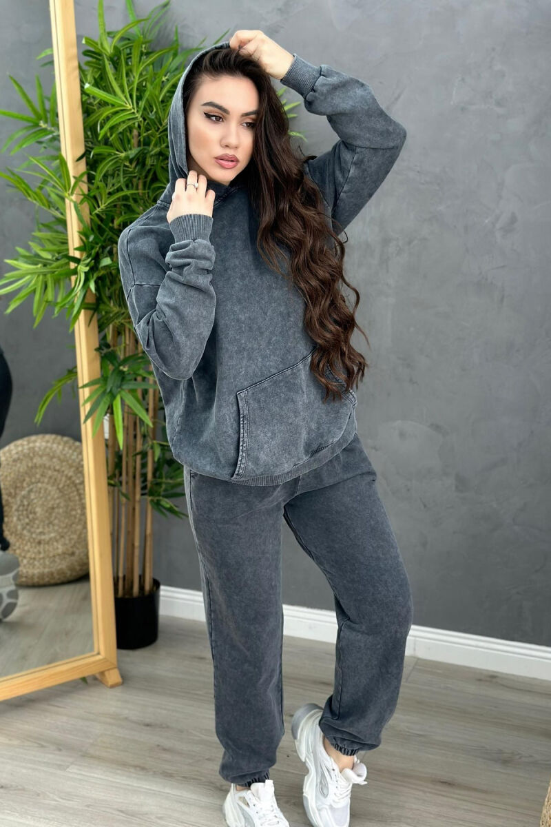 COTTON HOOD WOMAN SET DARK GREY/GEE - 4