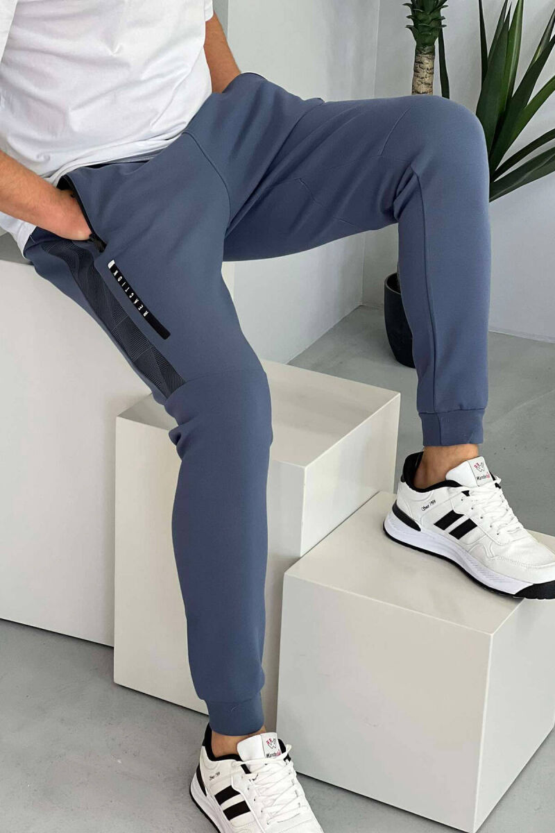 COTTON MEN SWEATPANTS IN BLUE COLOR - 2