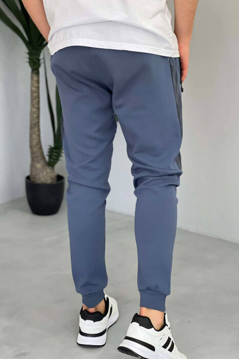 COTTON MEN SWEATPANTS IN BLUE COLOR - 3