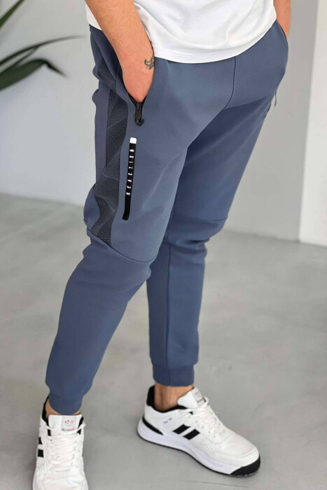 COTTON MEN SWEATPANTS IN BLUE COLOR - 4