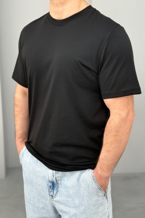 COTTON ONE COLOR MEN T-SHIRT BLACK/ E ZEZE - 1