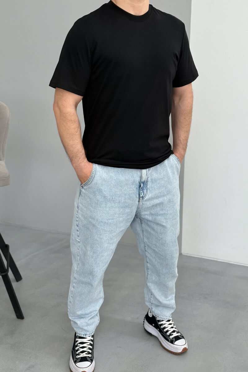 COTTON ONE COLOR MEN T-SHIRT BLACK/ E ZEZE - 2