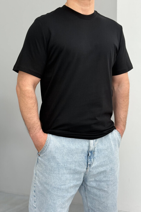 COTTON ONE COLOR MEN T-SHIRT BLACK/ E ZEZE - 4