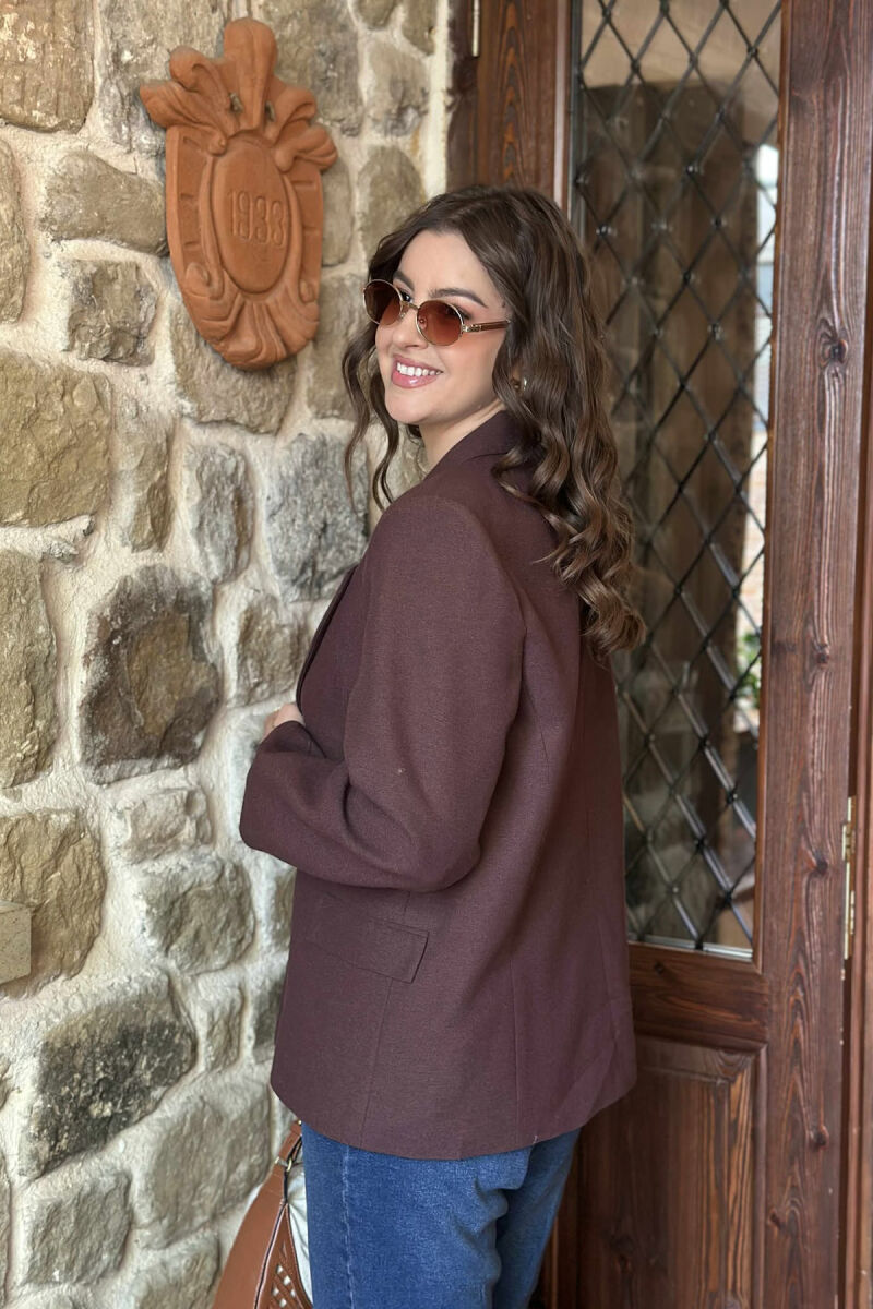 COTTON ONE COLOR SIMPLE WOMAN JACKET BROWN/KAFE - 3