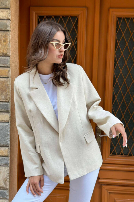 COTTON SIMPLE WOMAN JACKET IN CREAM COLOR 