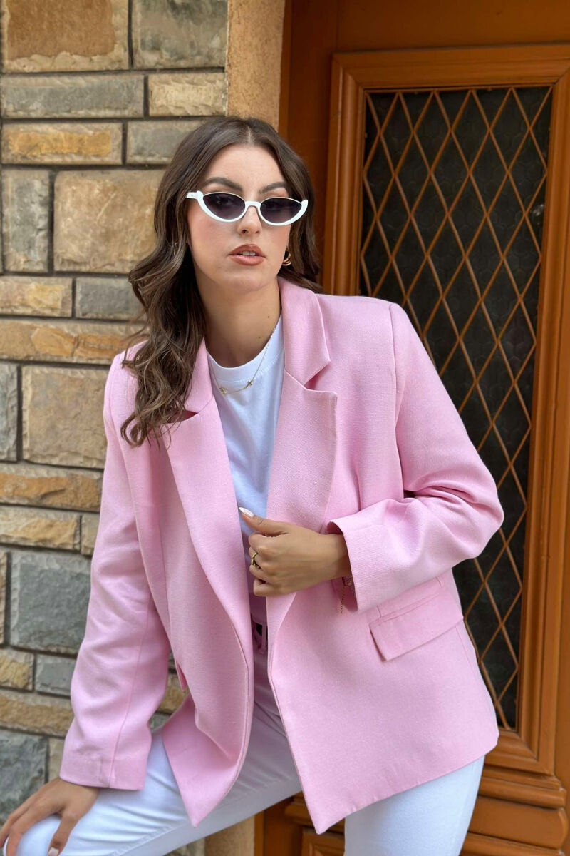 COTTON ONE COLOR SIMPLE WOMAN JACKET PINK/ROZE - 1