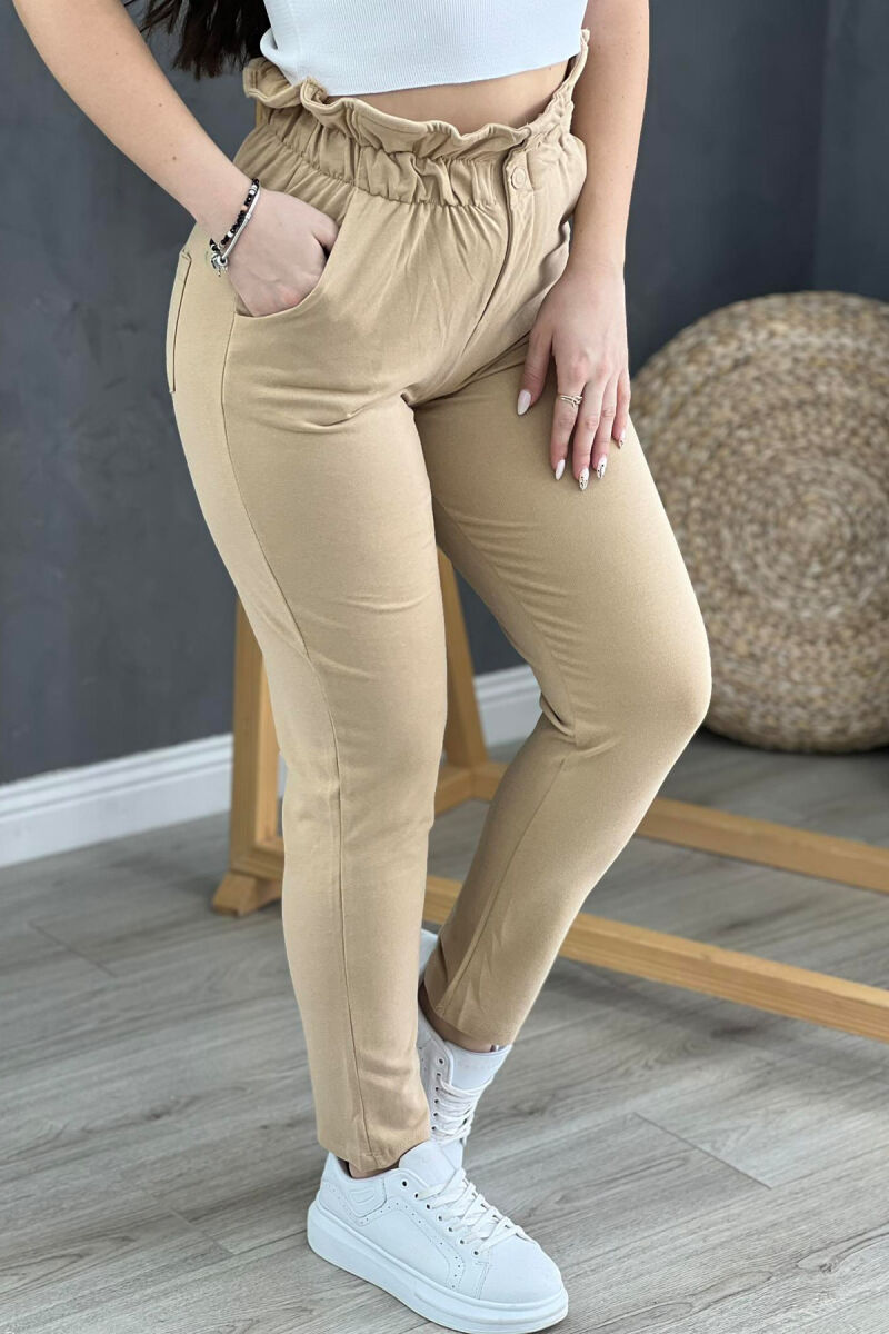 COTTON ONE COLOR WOMAN SWEATPANTS BEIGE/BEZHE - 2