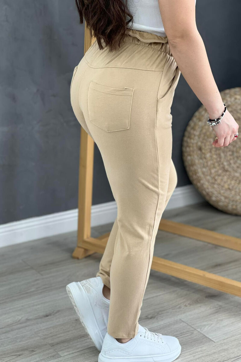 COTTON ONE COLOR WOMAN SWEATPANTS BEIGE/BEZHE - 3