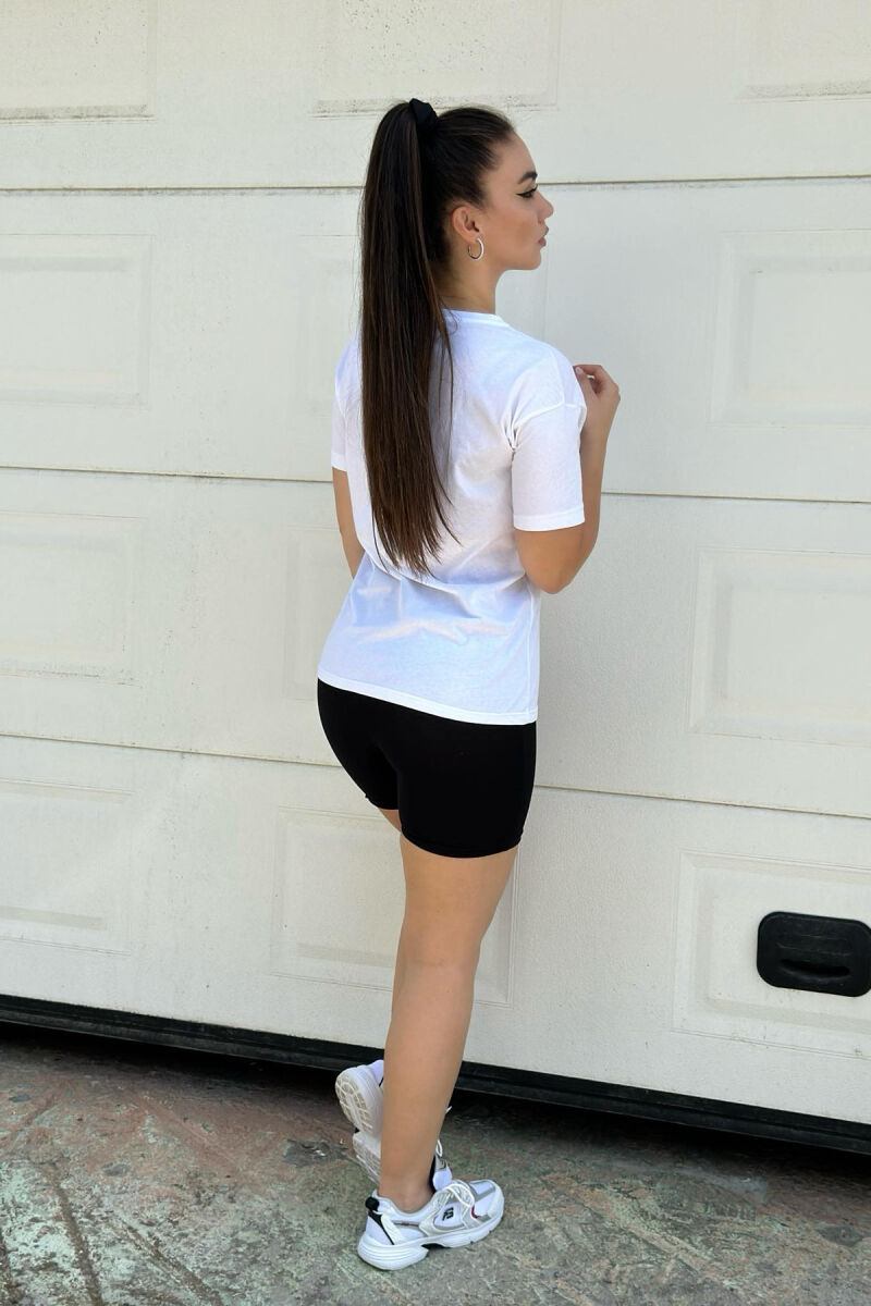 COTTON SHORTS+T-SHIRT WOMEN SET WHITE-BLACK/BAZE - 3