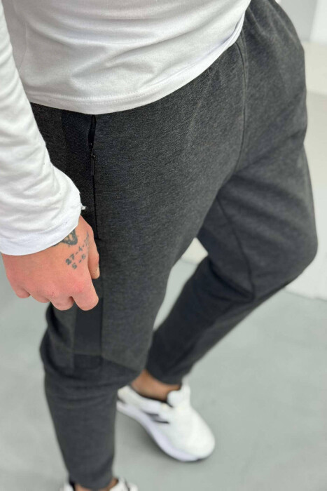 COTTON SIMPLE MEN SWEATPANTS IN DARK GREY COLOR - 2