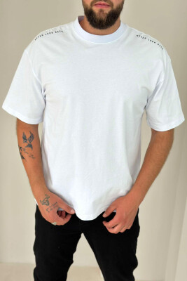 COTTON SIMPLE ONE COLOR MEN T-SHIRT WHITE-E BARDHE 