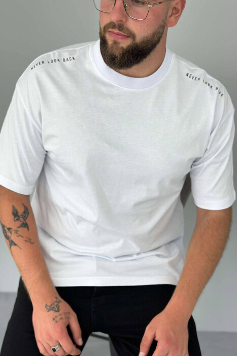 COTTON SIMPLE ONE COLOR MEN T-SHIRT WHITE-E BARDHE - 3