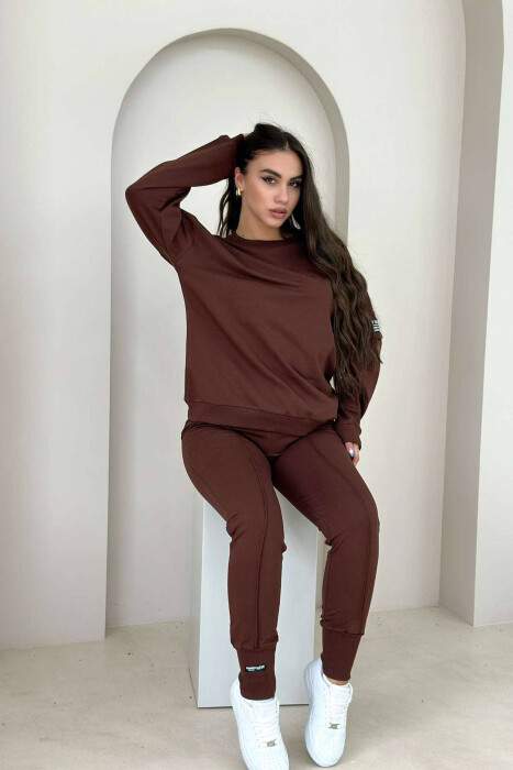 COTTON SIMPLE ONE COLOR WOMAN SET BROWN/KAFE 