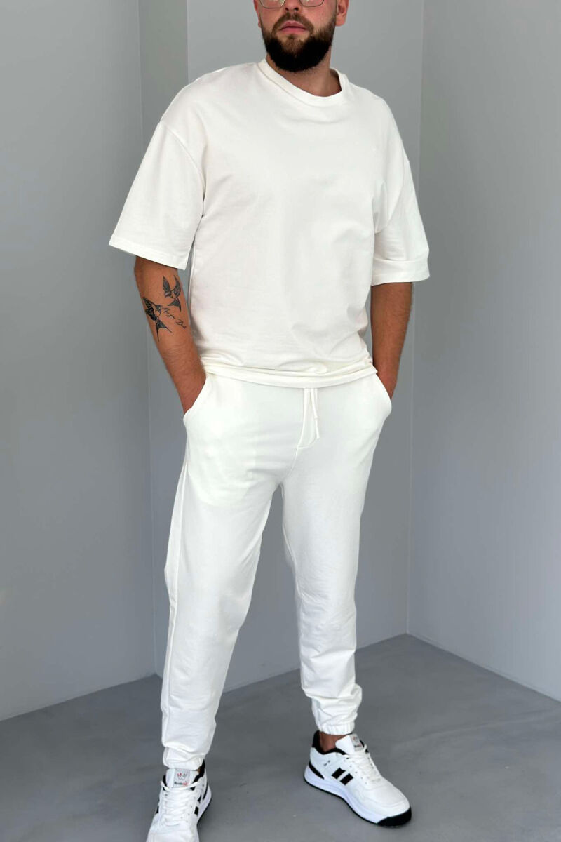 COTTON SIMPLE ROUND NECK MEN SET WHITE-E BARDHE - 1