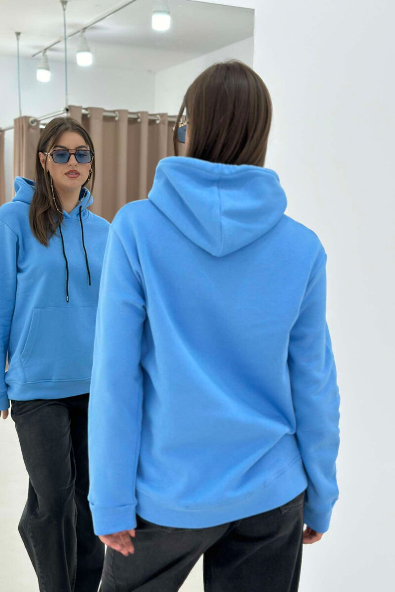 COTTON SIMPLE WOMAN HOODIE BABY BLUE/BLU BY - 3