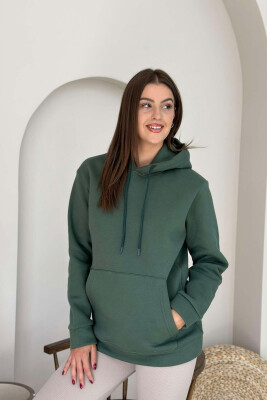 COTTON SIMPLE WOMAN HOODIE DARK GREEN/JEE 