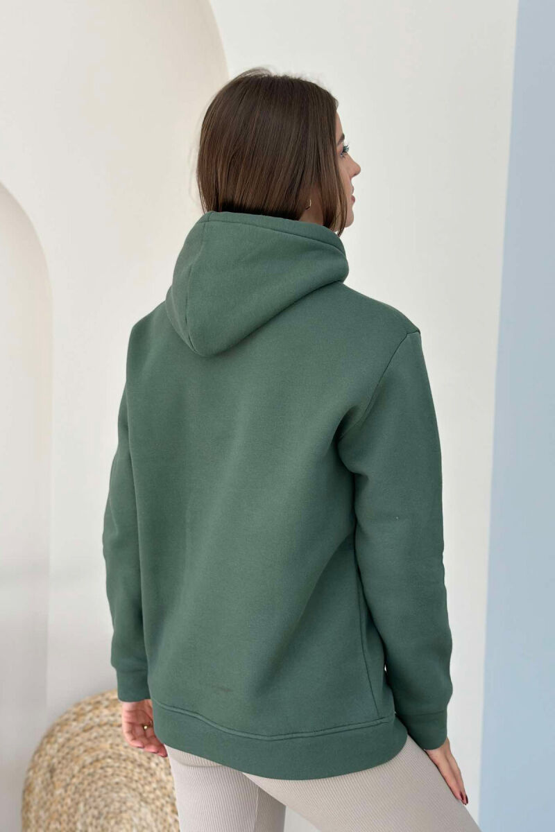 COTTON SIMPLE WOMAN HOODIE DARK GREEN/JEE - 2