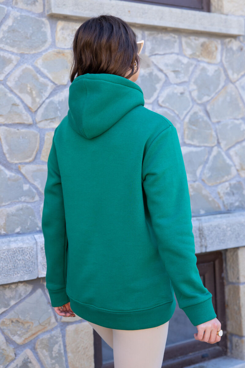 COTTON SIMPLE WOMAN HOODIE GREEN/JESHILE - 2