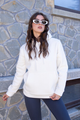 COTTON SIMPLE WOMAN HOODIE WHITE-E BARDHE 