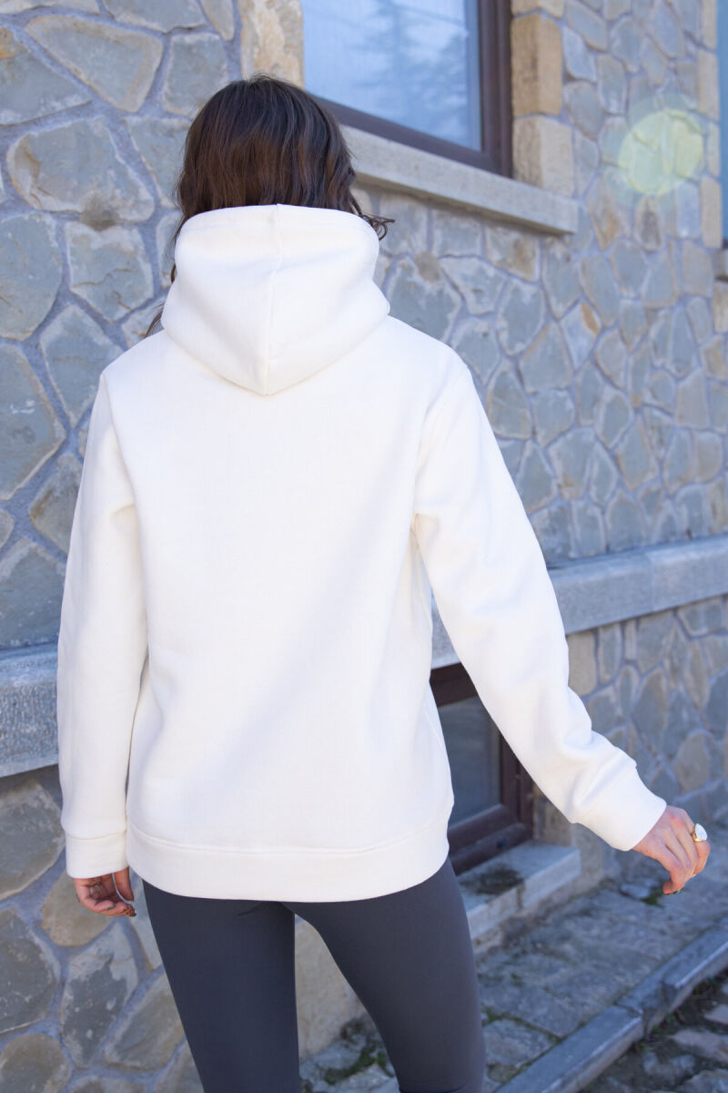 COTTON SIMPLE WOMAN HOODIE WHITE-E BARDHE - 3