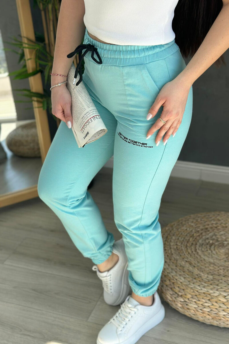 COTTON SIMPLE WOMAN SWEATPANTS BABY BLUE/BLU BY - 3